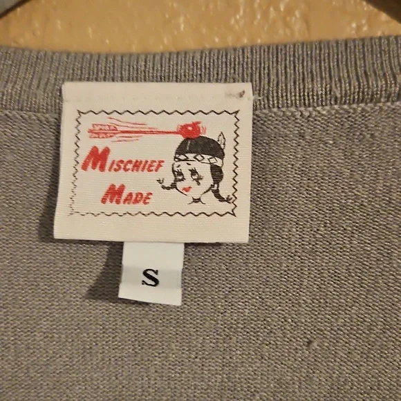 Micheif Made Gray Spiderweb Cardigan Sweater Lightweight Knit - Picture 7 of 7